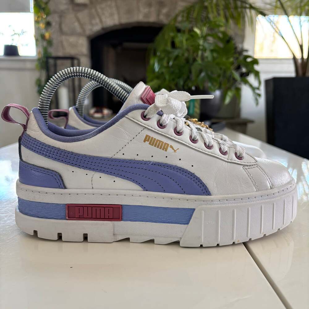 PUMA Lavender Mayze Stacked Platform Leather Shoes Wm's 7.5